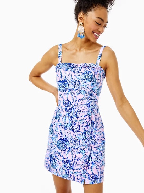 Lilly Pulitzer Other - Lilly Pulitzer Zenon Ruffle Romper Magnolia Lilac Pink & Blue Floral Size 8
